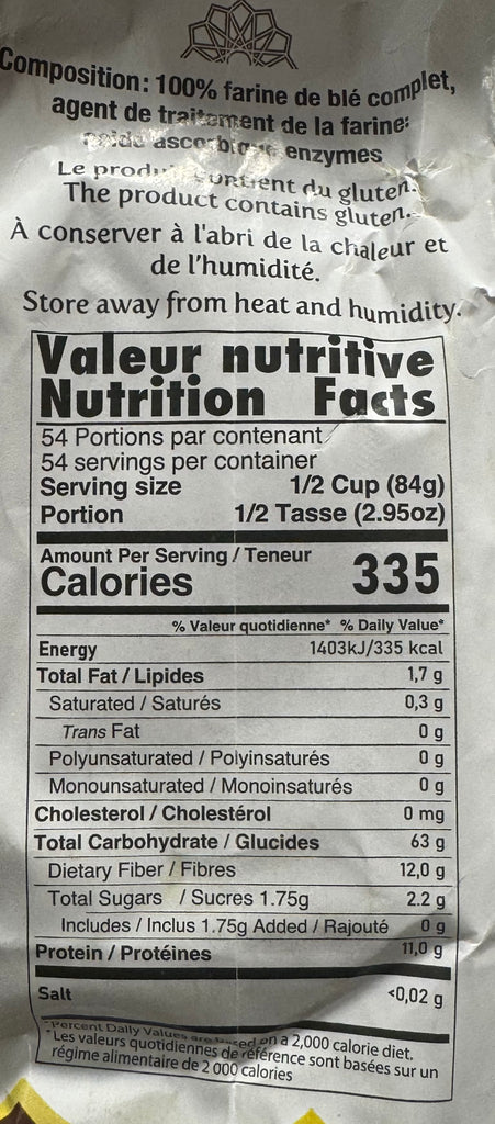 TAYEB Whole Wheat Flour - Farine de blé Complet 4.54kg Kg - Authentic from Zaytuna Mart Canada