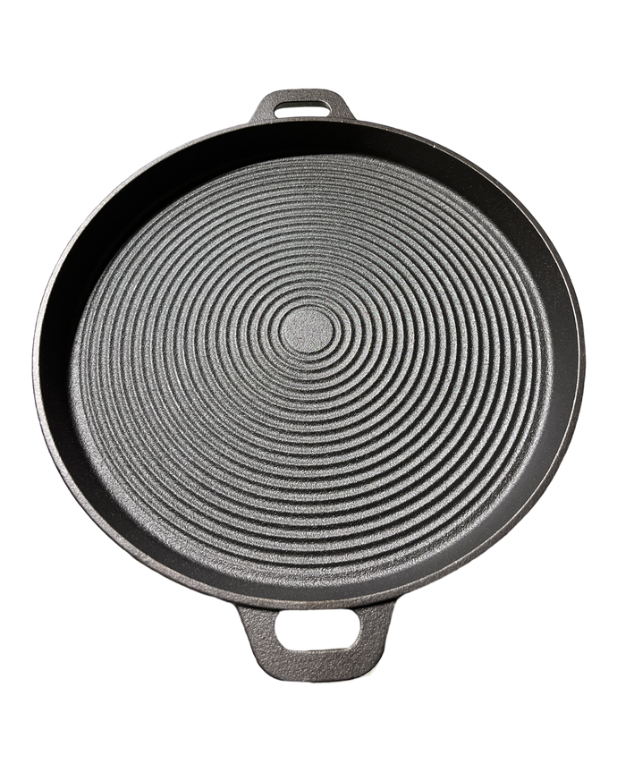 Algerian Cast Iron Ribbed Grill Pan for KESRA  35 cm