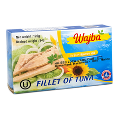 Wajba Tuna Fillets in Sunflower Oil – 120g