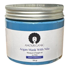 Amourganic Argan Face Mask with Blue Nila Tabrima – 150g | Made in Morocco