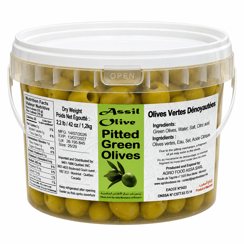 Assil Pitted Green Olive 2.3kg (1.2kg net)