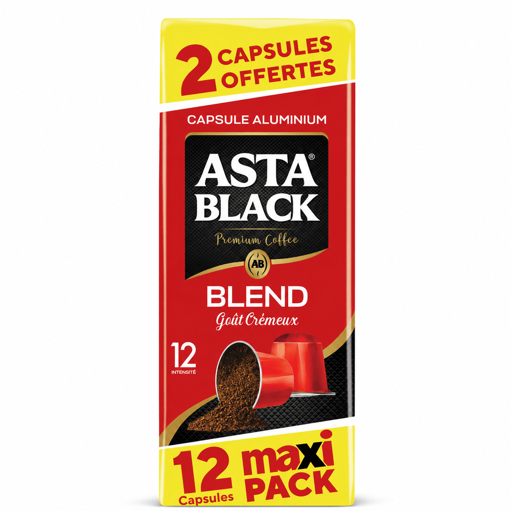 Asta Black Blend Creamy Aluminum Coffee Capsules – 12 Pack
