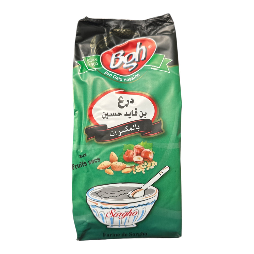 BGH Sorghum Flour with Mixed Nuts – 500g| Tunisian “Drou” aux Fruits Secs