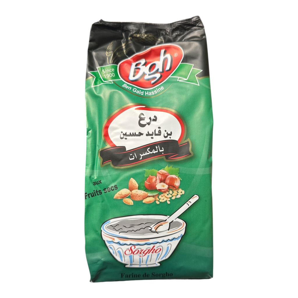 Buy BGH Sorghum Flour with Mixed Nuts – 500g| Tunisian “Drou” aux Fruits Secs online - ZaytunaMart.ca