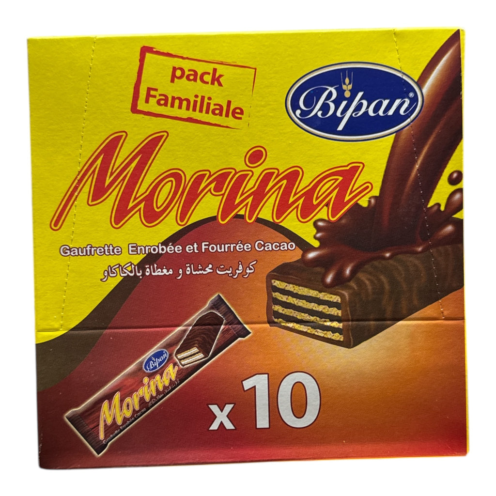 Bipan Morina – Chocolate-Coated Wafer Bars (Pack of 10x22g) - Authentic from Zaytuna Mart Canada