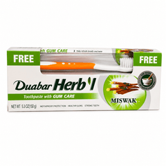 Duabar Herb’l Miswak Toothpaste with Gum Care 150g + Free Toothbrush