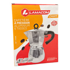 Lamacom Aluminium Moka Pot – 6 Cup Stovetop Espresso Maker