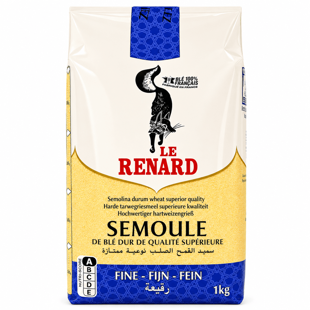 Le Renard Fine Semolina (Semoule Fine) – Premium Durum Wheat Semolina 1kg