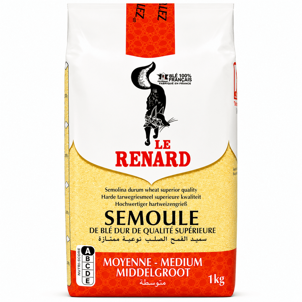 Le Renard Medium Semolina (Semoule Moyenne) – Premium Durum Wheat Semolina 1kg
