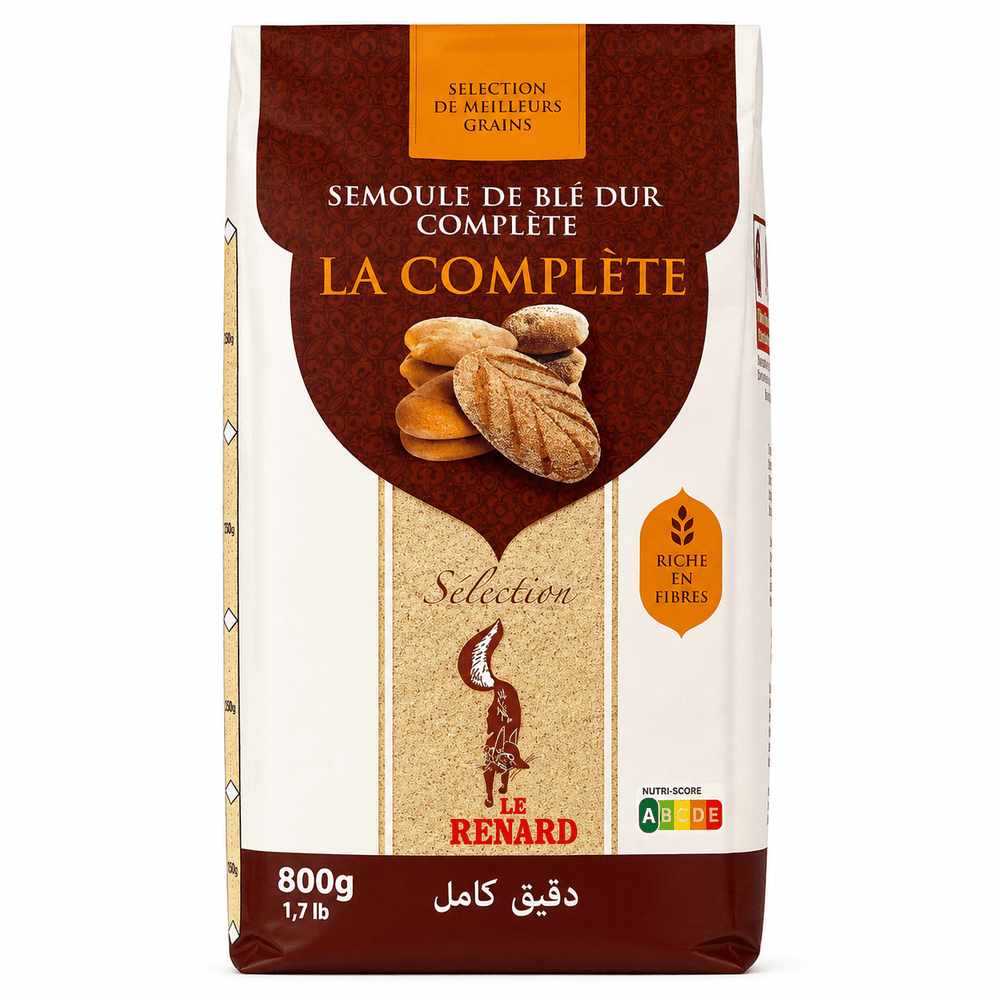 Le Renard Whole Wheat Semolina (La Complète) – Premium Durum Wheat Semolina 800g