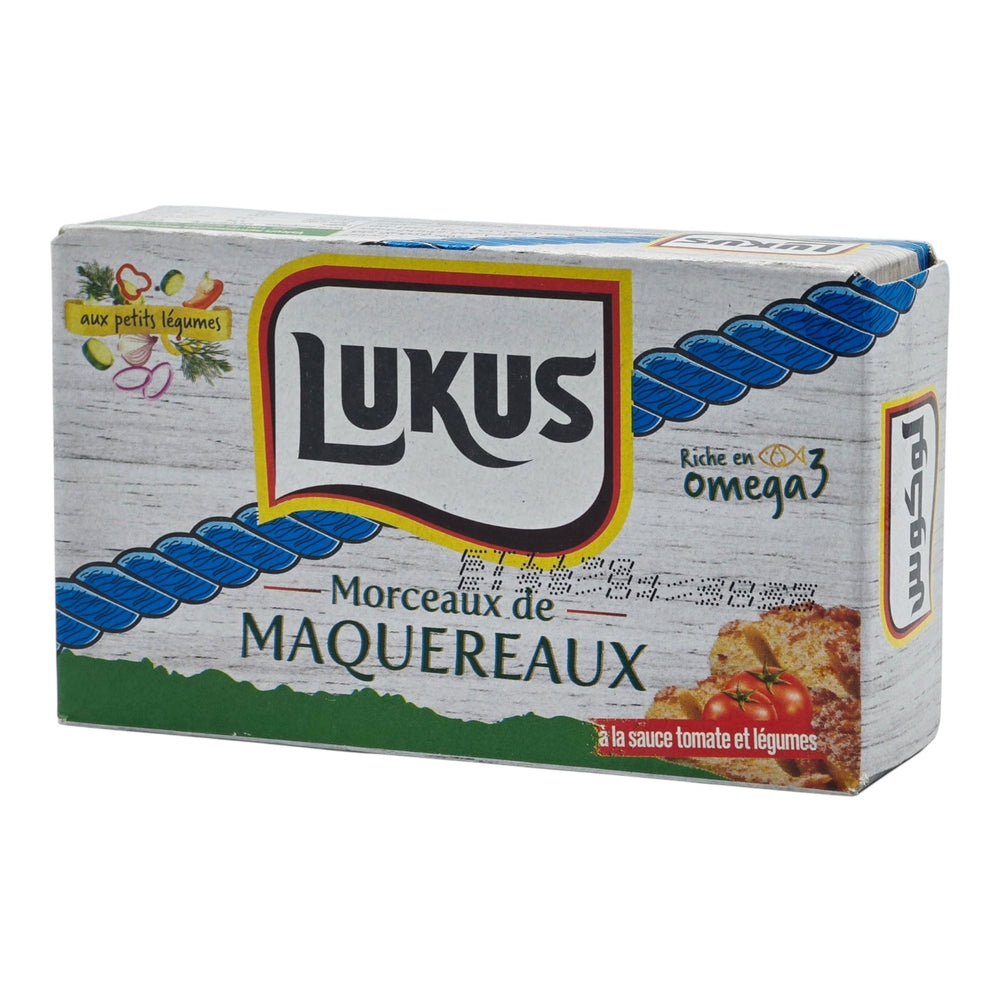 LUKUS Mackerel Fillets in Tomato Sauce – 125g (Product of Morocco)