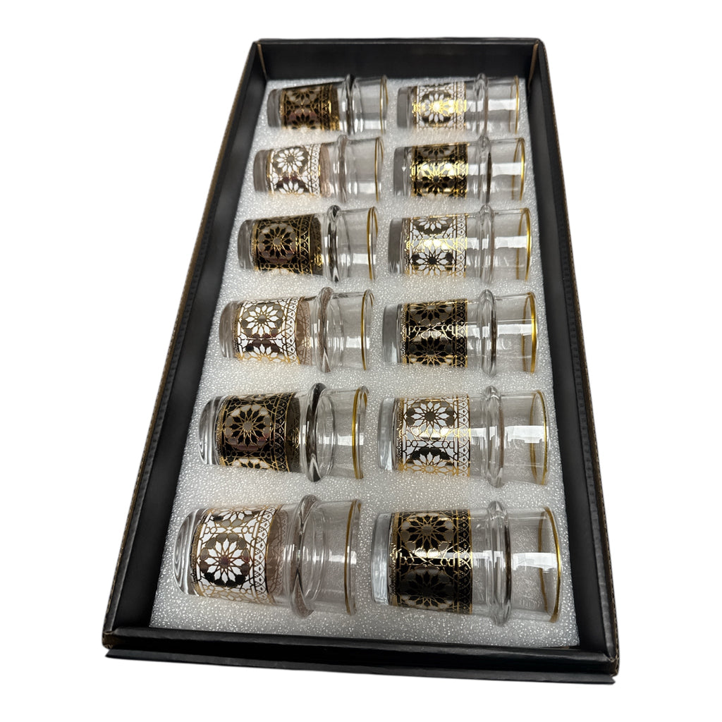 Magic Home Moroccan Tea Glass Set – 12 Pcs (Arabesque Design) - Authentic from Zaytuna Mart Canada