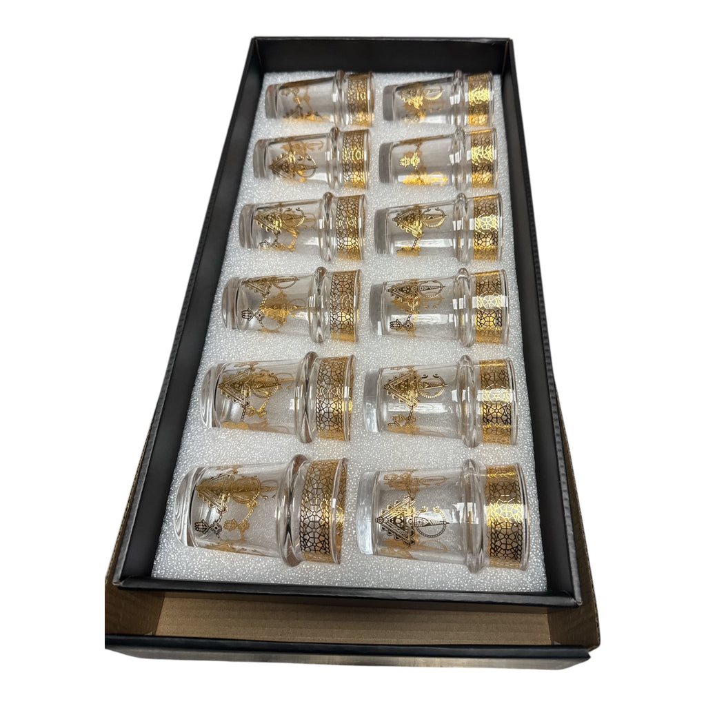 Magic Home Moroccan Tea Glass Set – 12 Pcs (Berbère Golden Design) - Authentic from Zaytuna Mart Canada