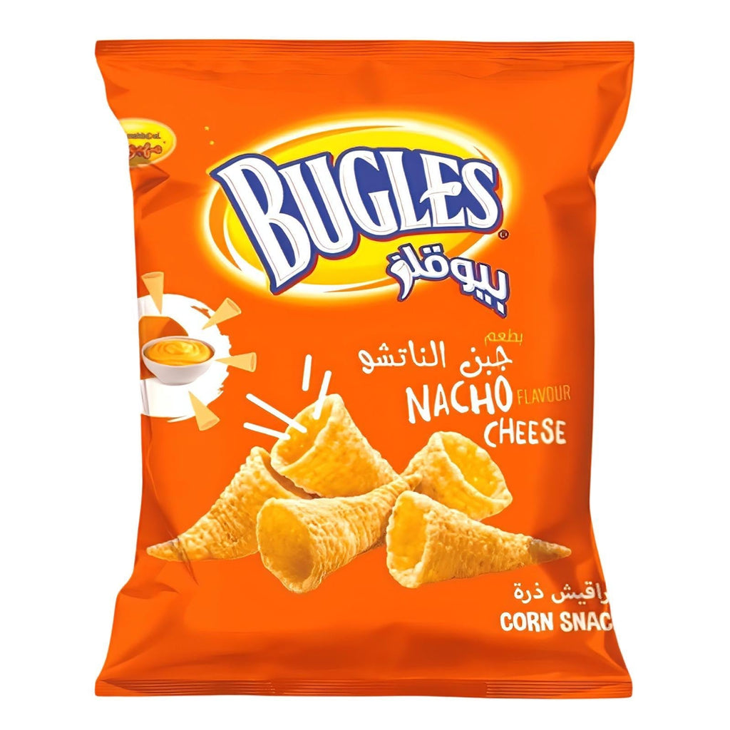 Mahboul BUGLES Corn Snack with Nacho Cheese Flavour (120g) - Authentic from Zaytuna Mart Canada