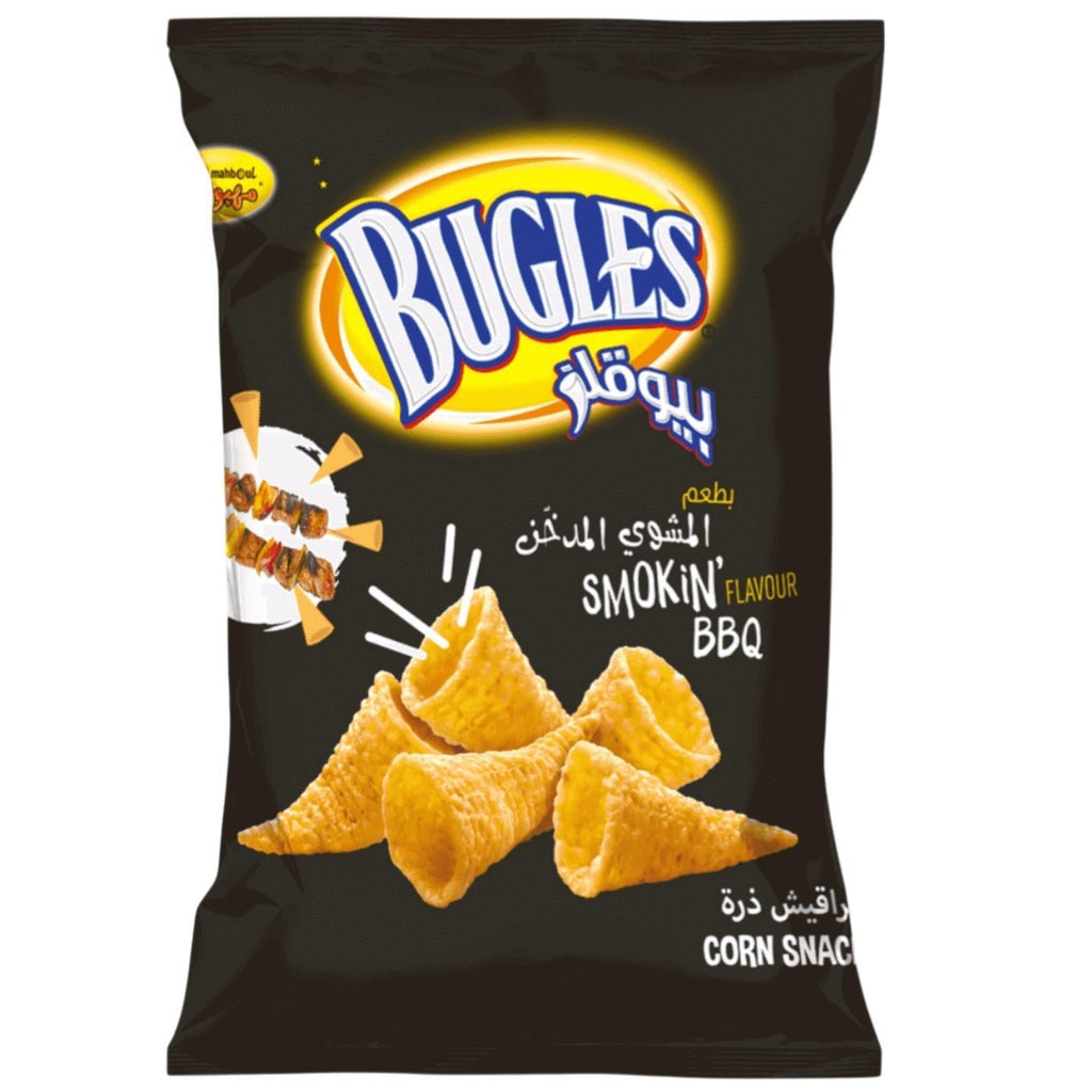 Mahboul BUGLES Corn Snack with Smokin BBQ Flavour (120g) - Authentic from Zaytuna Mart Canada