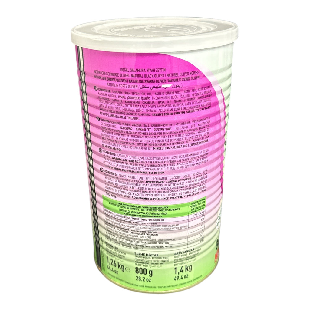 MARMARABIRLIK Natural Black Olives size S 800g - Authentic from Zaytuna Mart Canada