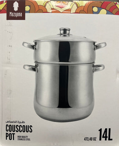 Mazyana Couscousier Pot Stainless Steel Steamer 14L