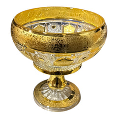 Mazyana Ornate Golden Glass Decorative Serving Fruit Bowl medium