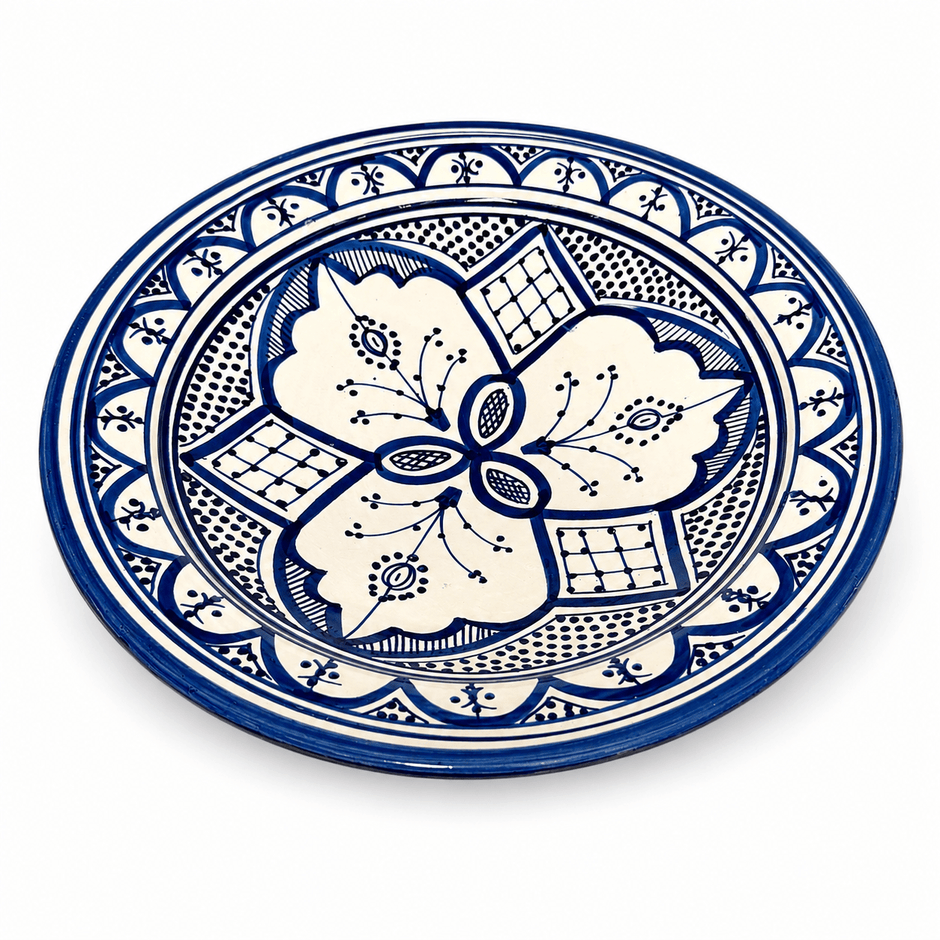 Moroccan Safi Handmade Ceramic Plate – 35cm | Traditional Hand-Painted
