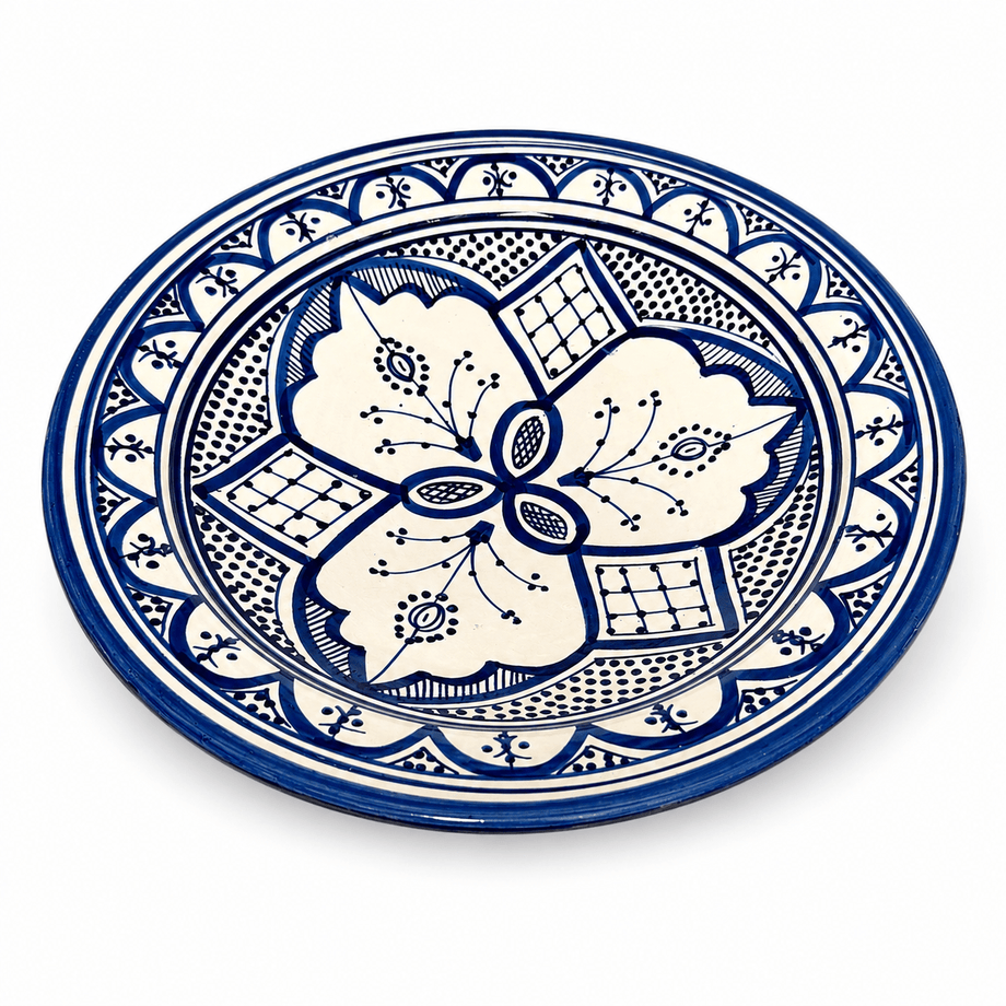 Moroccan Safi Handmade Ceramic Plate – 35cm | Traditional Hand