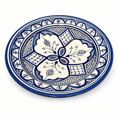 Moroccan Safi Handmade Ceramic Plate – 35cm | Traditional Hand-Painted Serving Dish (various Patterns)