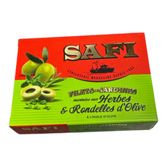 SAFI Sardine Fillets with Herbs & Olive Slices in Olive Oil 105g