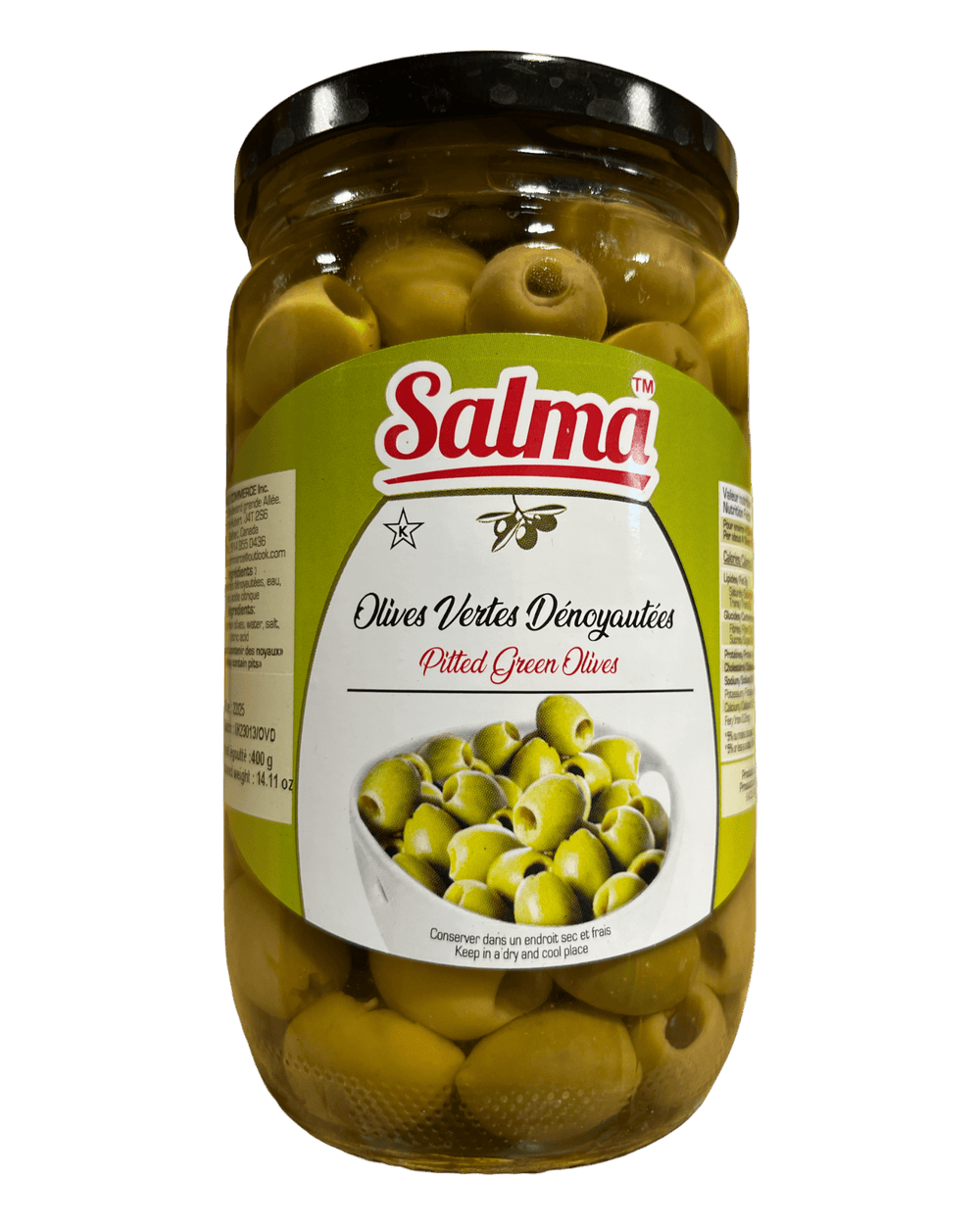 Salma Pitted Green Olives 400g Net
