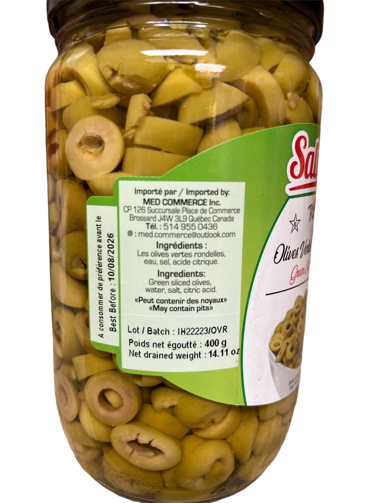 Salma Sliced Green Olives 450gNet - Authentic from Zaytuna Mart Canada