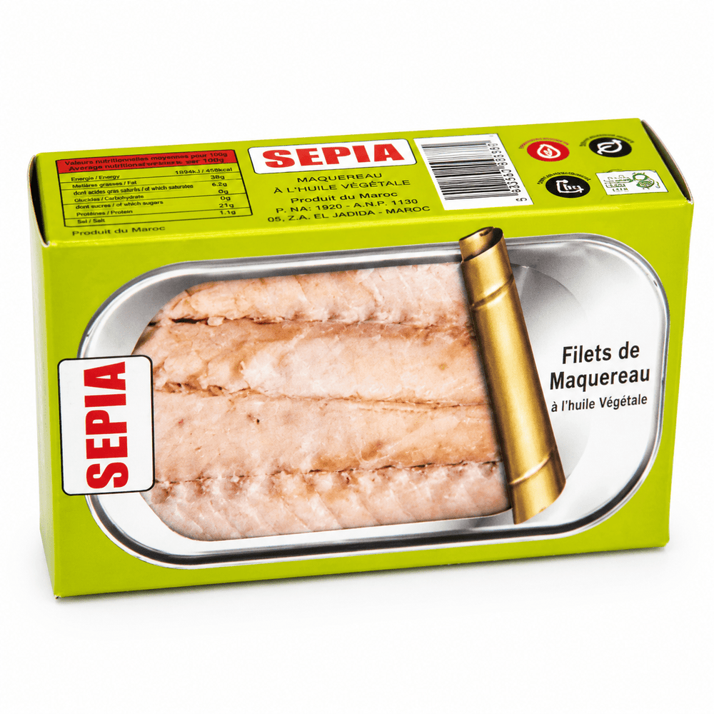Sepia Mackerel Fillets in Vegetable Oil 125g
