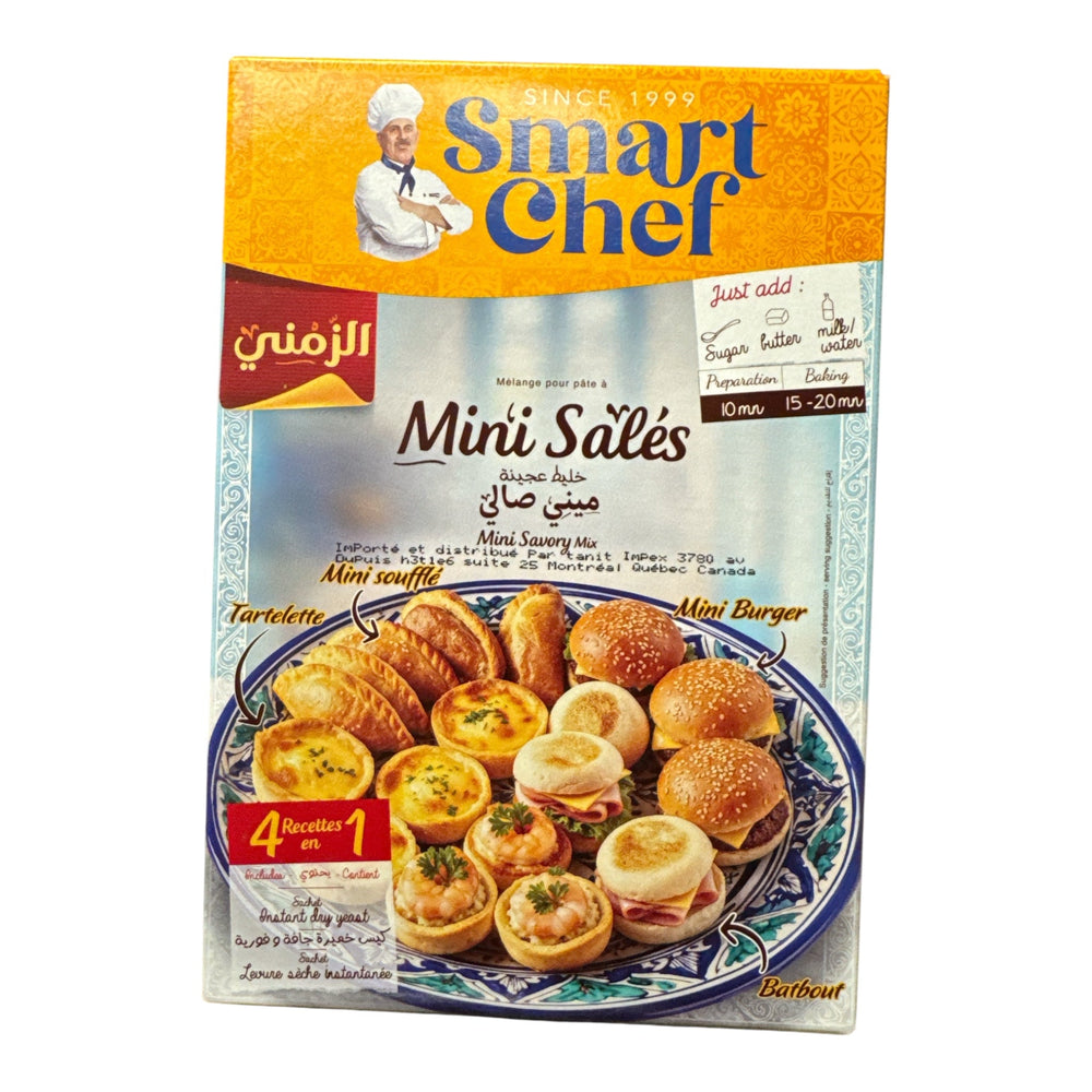 Smart Chef Mini Salés Savory Mix 310g – 4 Recipes in 1 (Mini Burgers, Batbout, Tartlets & Soufflé)