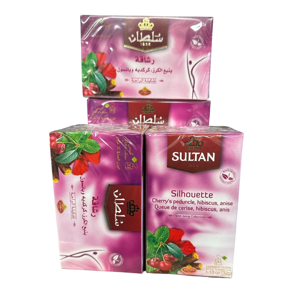 SULTAN Tisane Silhouette Tea : Cherry, Hibiscus, Anise, Mint & Liquorice – 5 Pack (20 Bags Each)