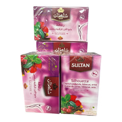 SULTAN Tisane Silhouette Tea : Cherry, Hibiscus, Anise, Mint & Liquorice - 5 Pack (20 Bags Each)