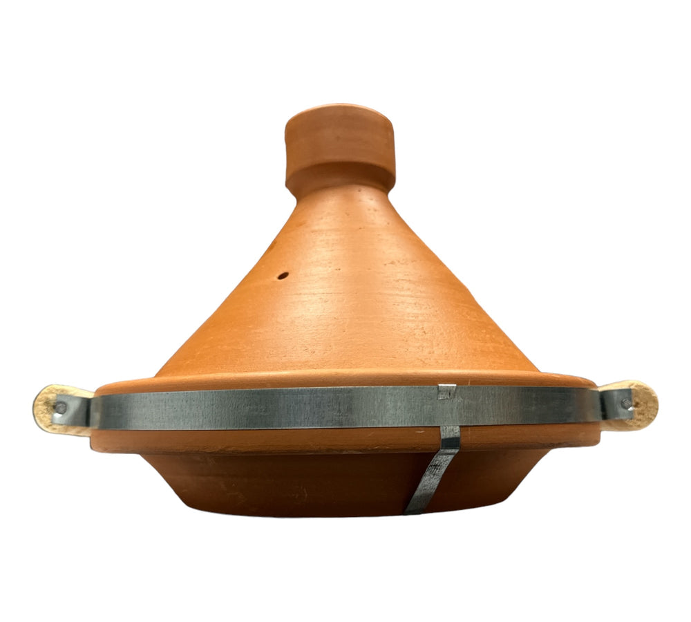 Tagine Tagine Moroccan Clay Pot Nature with Metal Belt & wood handle 30 cm