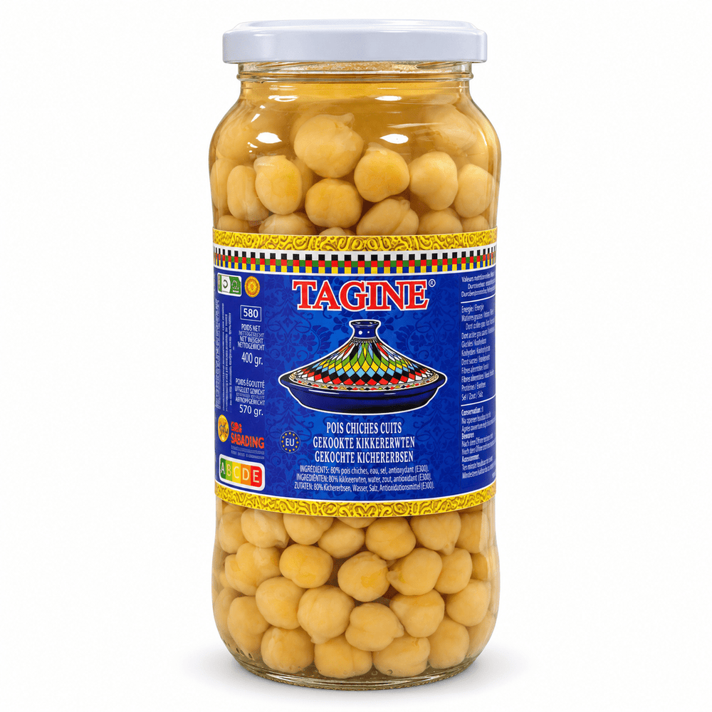 Tagine Cooked Chickpeas – Glass Jar 570 g