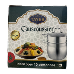 TAYEB Couscoussier Pot Stainless Steel Steamer 12L