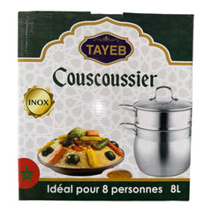 TAYEB Couscoussier Pot Stainless Steel Steamer 8L
