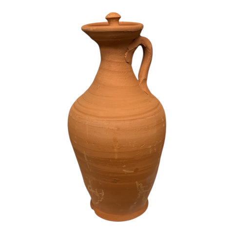 Traditional Moroccan Terracotta Water Jar Khabiya 2L - Authentic Clay Pitcher painted with natural tar