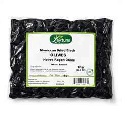 Zaytuna Moroccan Dried Black Olives – 1kg (Large Size 19/21)