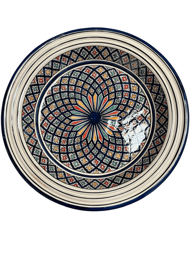 Safi Kasriya Clay Plate Guessaa Decorated 40 cm - Authentic from Zaytuna Mart Canada