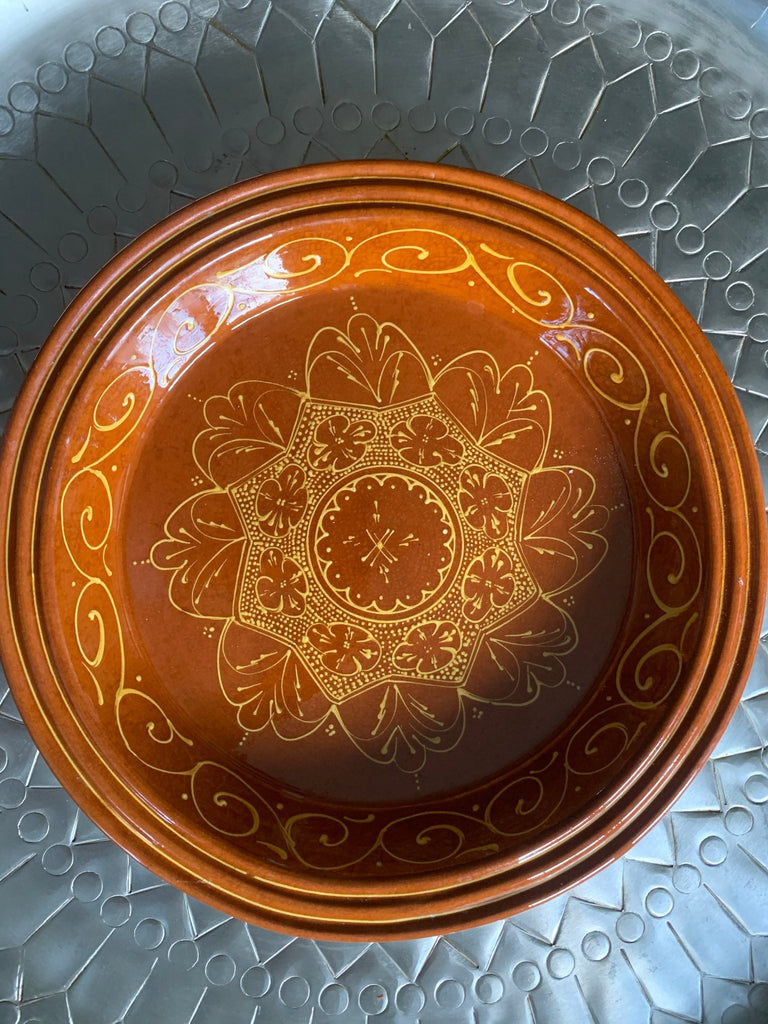 Kasriya Moroccan Clay Plate Guessaa Decorated 45 cm - Authentic from Zaytuna Mart Canada