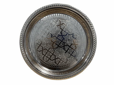 Tayeb Tea Tray Silver Round 35 cm